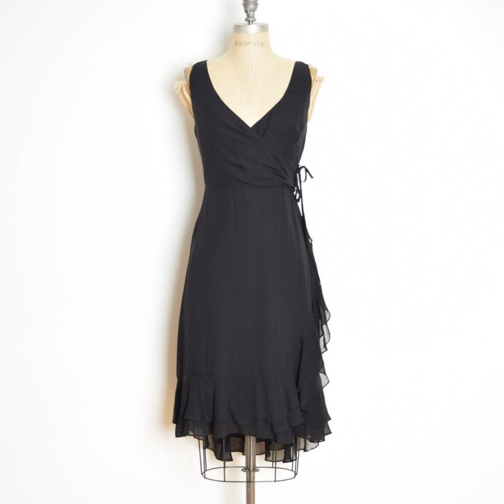 vintage Y2K dress black silk flutter fairy core whimsigoth party cocktail mini M